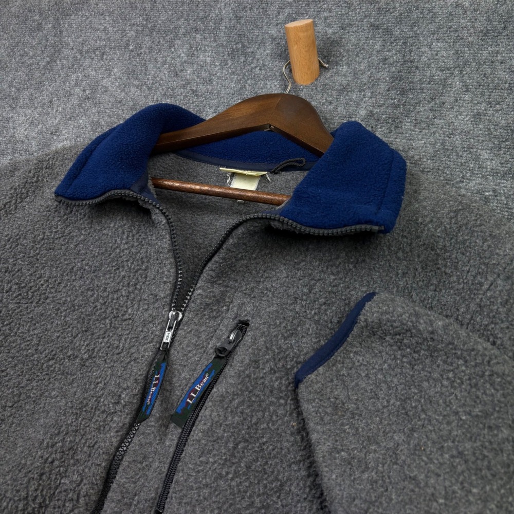 LL Bean Sherpa Fleece Jacket Mens XL Gray Full Zip Vintage Outdoor Warm 0695